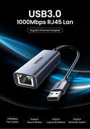 Adaptador de red USB 3.0 a Ethernet RJ45 UGREEN para PC, Windows 10, Xiaomi Mi Box 3/S y Nintendo Switch