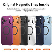 Buckle Type Metal Phone Case For Iphone 13 14 15 16 17 18 Pro Max Aluminum Frame Magnetic Phone Cover For Magsafe PC Back Panel