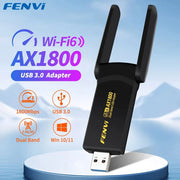 Adaptador WiFi 6 USB FENVI 1800Mbps de doble banda 2.4G/5GHz, receptor WiFi inalámbrico, tarjeta de red tipo Dongle USB 3.0 para portátil y PC con Win 10/11