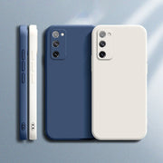 Funda de silicona líquida con bordes rectos para Samsung Galaxy S20 FE S20FE Plus Ultra 5G, color liso, suave, protectora para la parte trasera del teléfono