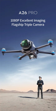 Dron A26 Pro 4K HD 8K con triple cámara, motor sin escobillas FPV, evitación de obstáculos, cuadricóptero RC plegable para fotografía aérea profesional