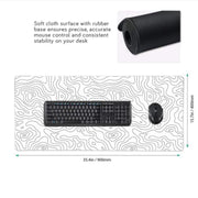 Alfombrilla de ratón gaming grande en blanco y negro, alfombrilla grande para juegos, alfombrilla para ratón de ordenador con bordes reforzados, 90x40 cm, alfombrilla para teclado y ratón de escritorio