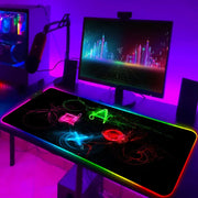 Alfombrilla de ratón gaming LED con retroiluminación, alfombrilla de escritorio RGB para gamer, decoración de escritorio, alfombrilla de ratón para ordenador, alfombrilla completa para PC gamer