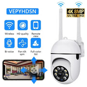 Cámara PTZ de vigilancia de seguridad inalámbrica IP Wifi de 8MP, zoom 4X, seguimiento, audio bidireccional, cámara de visión nocturna a color HD