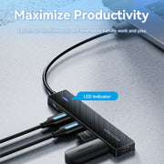 Concentrador USB Vention de 4 puertos ABS, USB 3.2 de 10 Gbps para portátil, adaptador divisor múltiple para accesorios de ordenador, Xiaomi y Macbook.