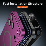 Buckle Type Metal Phone Case For Iphone 13 14 15 16 17 18 Pro Max Aluminum Frame Magnetic Phone Cover For Magsafe PC Back Panel