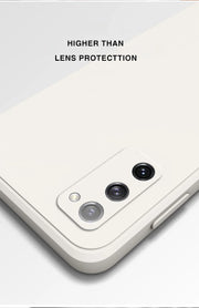 Funda de silicona líquida con bordes rectos para Samsung Galaxy S20 FE S20FE Plus Ultra 5G, color liso, suave, protectora para la parte trasera del teléfono