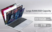 Portátil Intel de 15.6 pulgadas ultrafino Intel Core I3 6100U 16GB RAM 1TB 2TB SSD Ordenador PC para oficina y estudio Windows 11 Pro