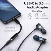 Adaptador de USB-C a AUX de 3.5 mm con DAC, cable de audio HiFi compatible con micrófono para iPhone 15/16, iPad, Samsung y coche
