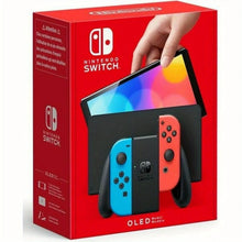Nintendo Switch OLED Model Console with Neon Red & Neon Blue Joy-Con Controllers, Enhanced Handheld Gaming System