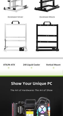 METALFISH BlockCase Aluminum Open Frame Case Support ATX/M-ATX Mainboard GPU Mount Horizontally 240 Water Cooler Gaming Cabinet
