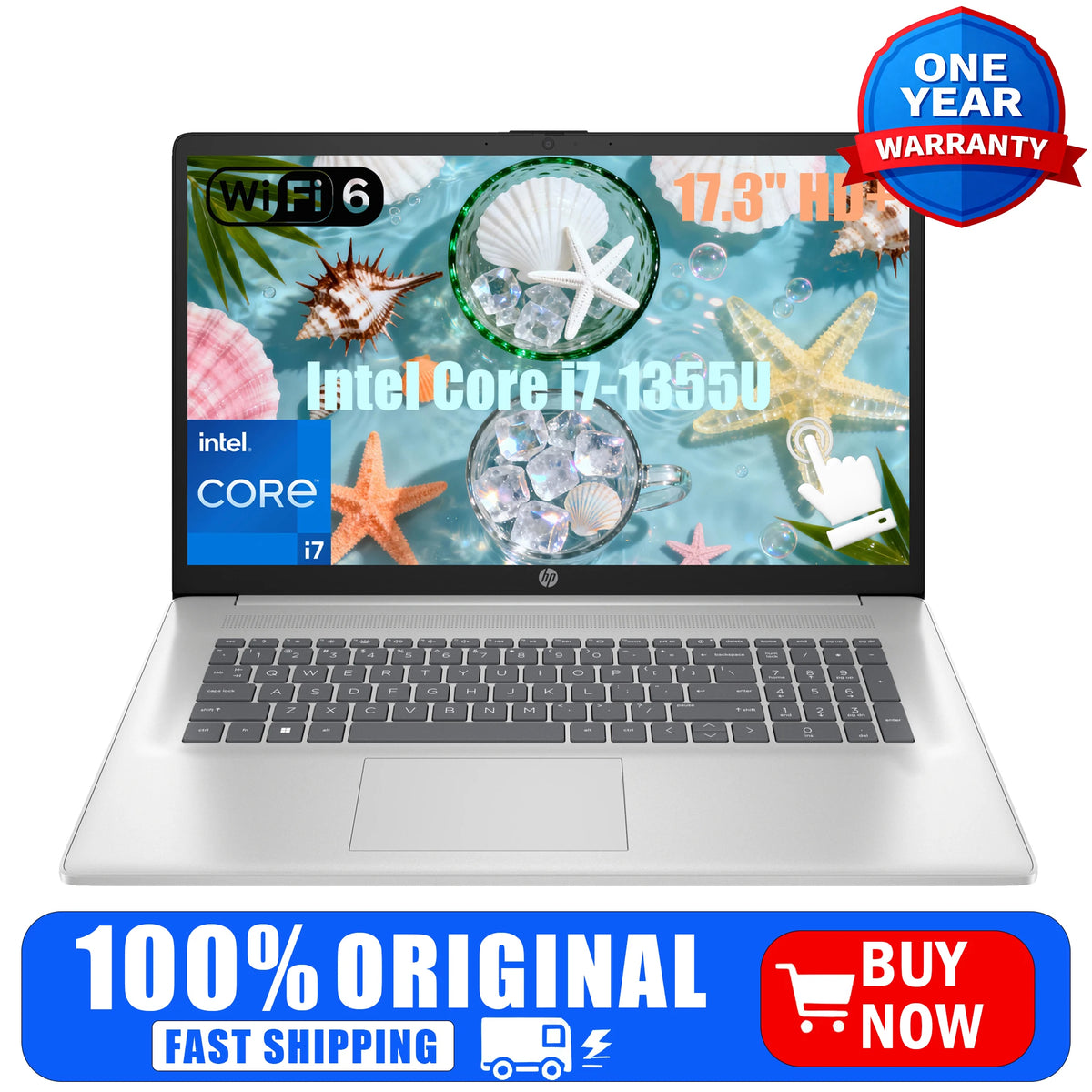 HP 17T Business Laptop, 17.3" HD+ Touchscreen Display, Intel Core i7-1355U, 16GB RAM, 1TB SSD, Backlit Keyboard, Windows 11 Home