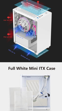 METALFISH T40 Mini ITX Black Case 7L Gaming Computer Chassis Compact transparent PC Support SFX PSU/70mm Cooler/206mm GPU