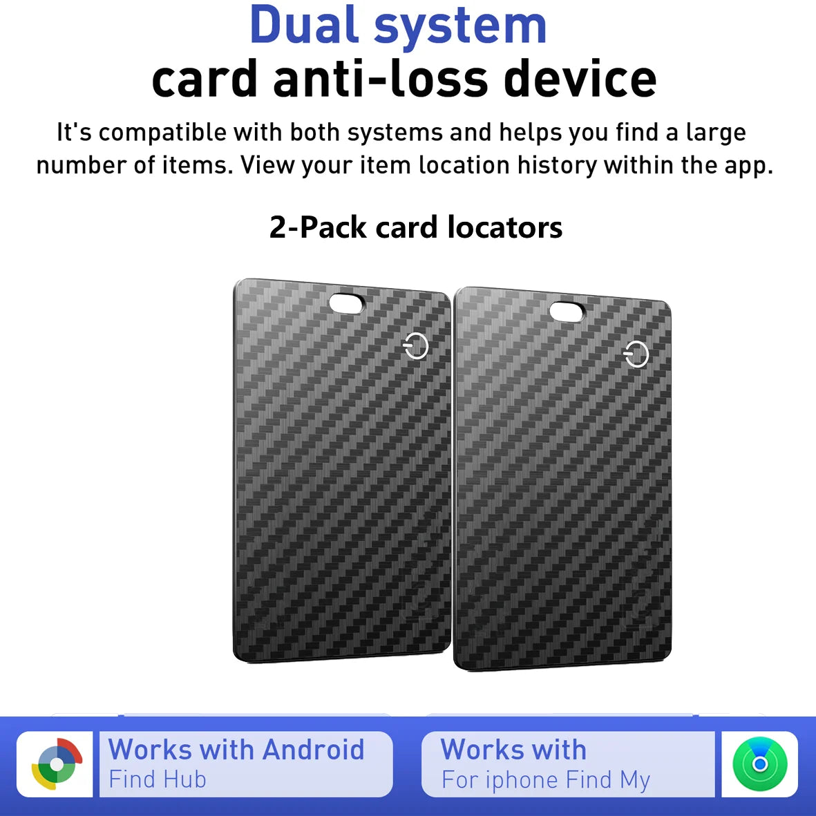 2-Pack Wallet Anti-loss Card Location Tracking Smart Tag for Android Key Luggage Finder With iPhone Find My App Bluetooth Device