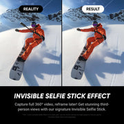 Insta360 X5: cámara de acción 360° 8K resistente al agua, líder en baja iluminación, efecto de palo de selfie invisible, lente resistente y reemplazable, batería de 3 horas, protector contra viento integrado, estabilización, diseño de triple chip IA