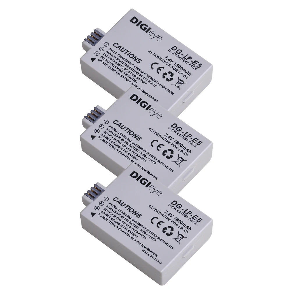 1800mAh LP-E5 LPE5 Battery/LED TypeC Charger for Canon EOS Rebel XS, Rebel T1i, Rebel XSi, 1000D, 500D, 450D,Kiss X3,X2,F