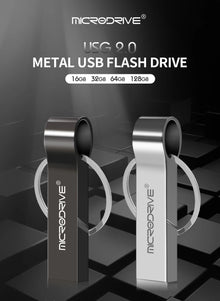 Metal USB Flash Drive 128GB 64GB pendrive 32GB 4GB 8GB 16GB Memory sticks pen drive with key ring