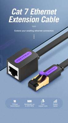 Vention Cat7 Ethernet Extension Cable RJ45 Cat7/Cat6 Male to Female Rj45 Ethernet Extender Adapter for PC Laptop Ethernet Cable