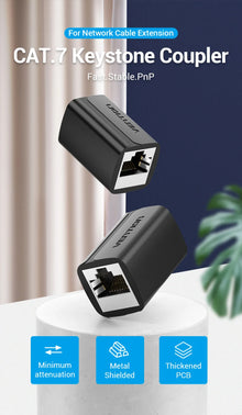 Vention Cat7 RJ45 Connector Cat7/6/5e Ethernet Female to Female 8P8C Patch Network Extender Extension Adapter for Ethernet Cable