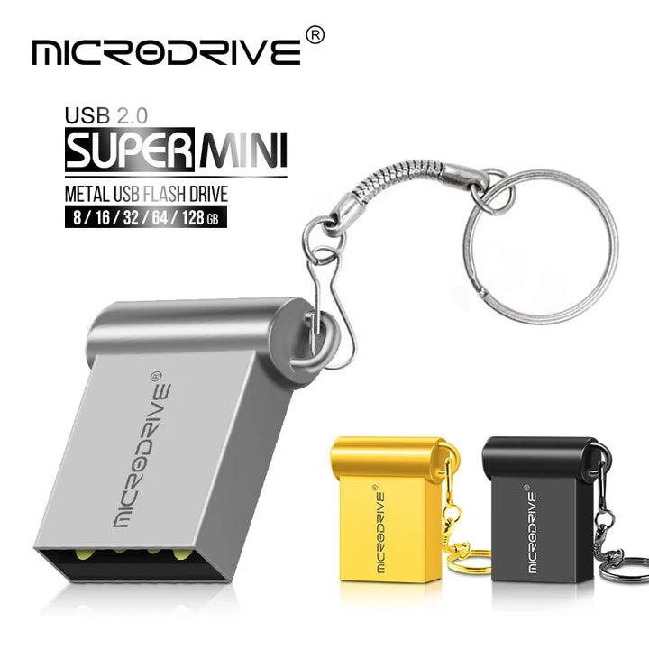 Super Mini Metal PenDrive 4GB 8GB 32GB High Speed USB Flash Drive Cle USB Stick 64GB 128GB Flash Memory Flash USB with Key Chain