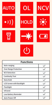 Digital Multimeter 5.0'' Full Screen Backlight NCV Live Line Smart Electrical Tester CZDANG FS999L