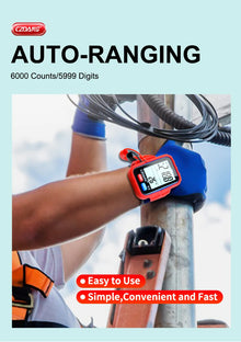 Wrist-worn Auto-ranging Digital Multimeter Multi Tester DCV ACV Resistance Continuity Measurement with Wearable Wrist Strip