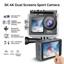5K 4K Ultra HD Action Camera Dual Screen EIS Anti‑Shake Sports Cam 170° Wide Angle WiFi Remote 50MP Photo Outdoor Diving Cycling