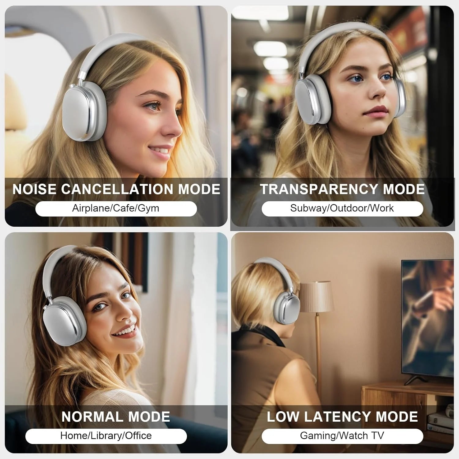 Kyckd Bluetooth Hybrid Active Noise Cancelling Headphones, Built-in Mic, 65H Playtime, App Control, Hi-Res Audio for Airpod Max