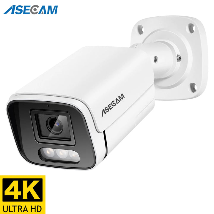 Nueva cámara IP 4K 8MP con audio para exteriores, POE, H.265, Onvif, tipo bala de metal, CCTV para el hogar, cámara de seguridad 4MP con visión nocturna a color