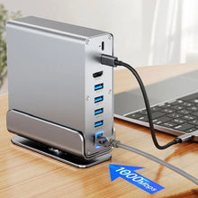 MZX 15 in 1 USB-C Docking Station Type-C 4K 60Hz HUB Aluminum Extension Concentrator HDTV PD 100W USB C 3.0 SD 1000M Laptop Dock