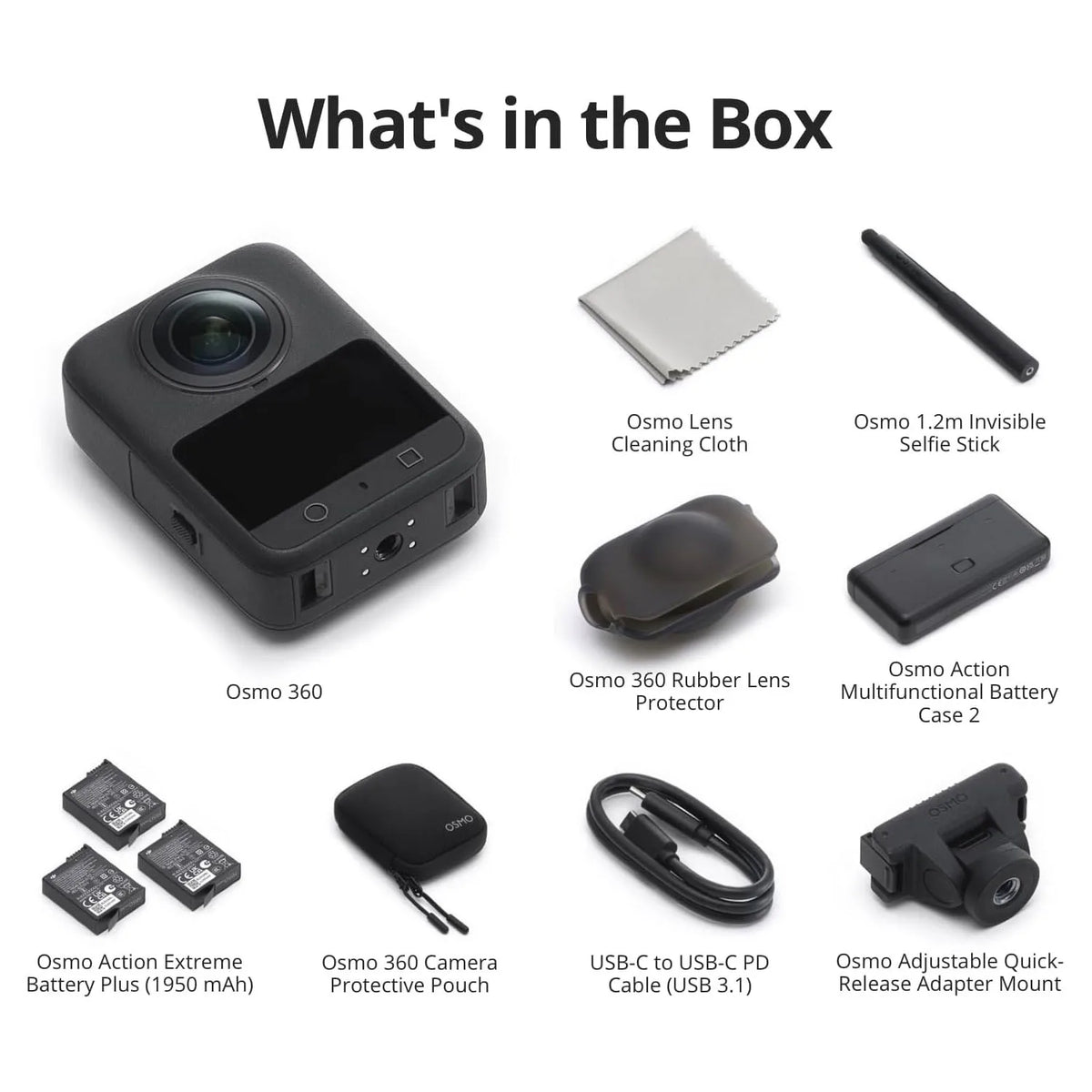 Open Box-DJI Osmo 360 Camera Standard Combo 1-Inch 360° Imaging Native 8K Video 105GB Storage 120MP Photo 100-Min 8K Recording 360 Action Camera