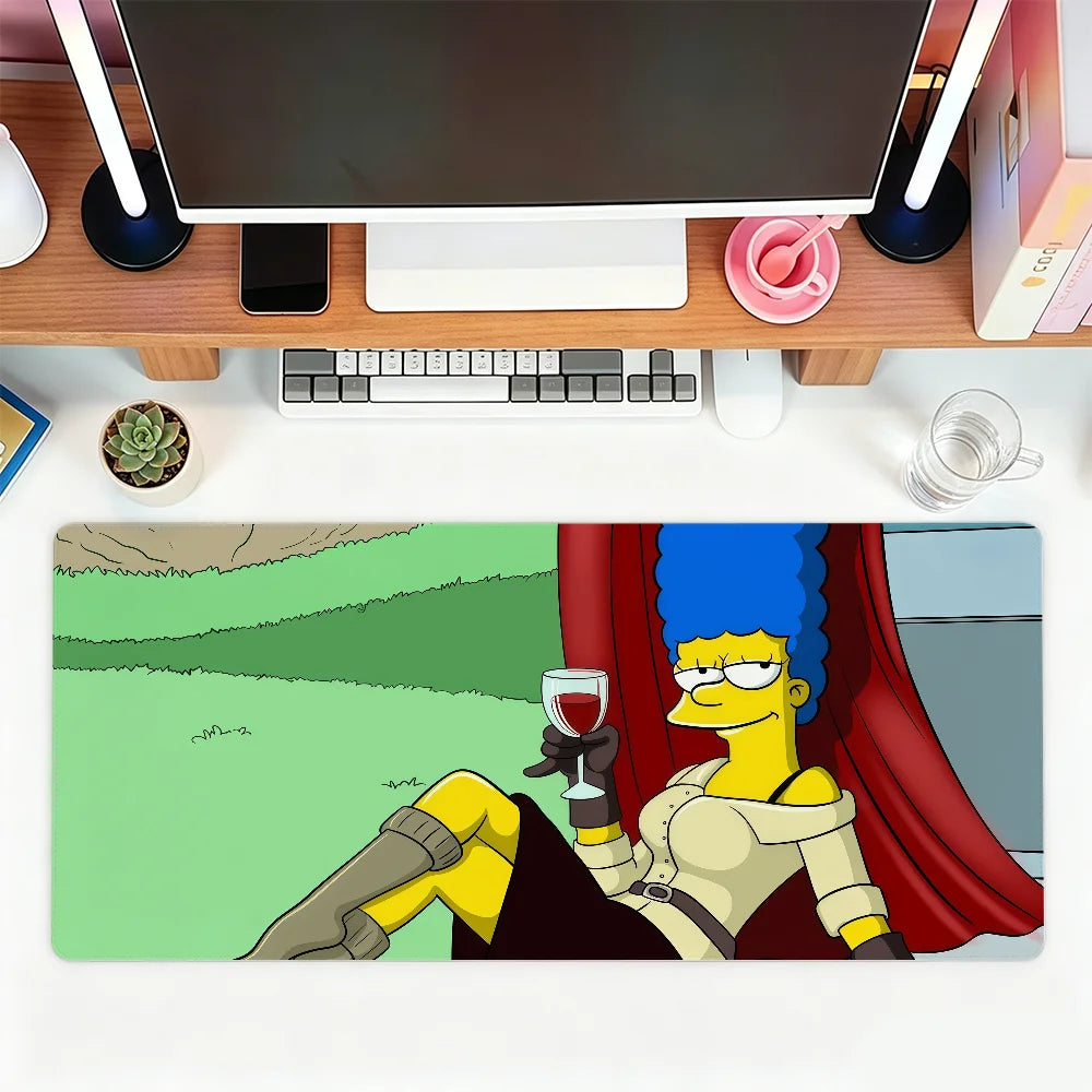 Alfombrilla de ratón con dibujos de los Simpson, grande, impermeable y antideslizante, para oficina, juegos y teclados