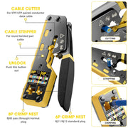 Kebidumei RJ45 Alicate crimpador de paso para conectores Ethernet modulares, herramienta de crimpado para conectores Cat6 Cat5/5e RJ45 y conectores RJ11 de 8P6P