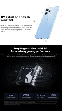 Global Rom Original Xiaomi Redmi 12 5G 5000mAh Battery Snapdragon 4 Gen2 SmartPhone 50MP Quad Camera 6.79 inch Screen LCD phone