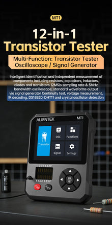 ALIENTEK MT1 Transistor Tester LCR ESR Meter Diode Triode Capacitance Resistance Meter IR Multifunction Tester Multimeter