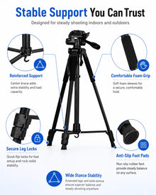 360° Camera Tripod Stand, Portable Photography Tripod for Phone, Telescope, Projector, Action Camera, Selfie, Live Streaming & V