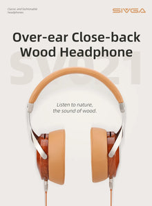 SIVGA SV021/Robin Over-ear Close-back Wood Headphone with Balanced High Fidelity Sound 50mm Wired Dynamic Driver Headset