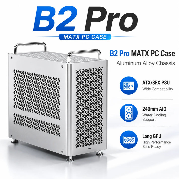 B2 Pro Aluminum Alloy MATX ITX Computer Case Portable Desktop PC Chassis Support ATX SFX PSU 240 Water Cooling