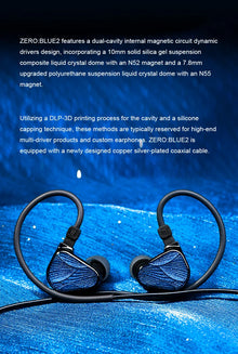 TRUTHEAR X Crinacle Zero:BLUE2 Earphone Wired In-Ear HIFI Music Gaming Headphones 3.5mm Plug