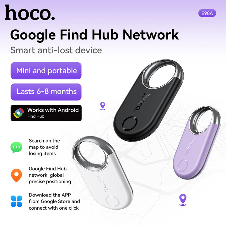 HOCO E98A For Android System Smart Airtag Bluetooth GPS Tracker Work with Google Air Tag Tracker Mini Locator Pet Key Finder