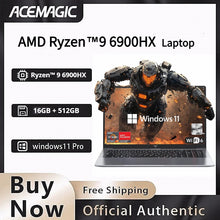 ACEMAGIC AMD Ryzen 9 6900HX Gaming Laptop 16 Inch IPS Display 16GB LPDDR5 512GB NVMe SSD Radeon 680M Graphics Windows 11 Pro WiF
