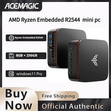 ACEMAGIC AMD Ryzen Embedded R2544 Mini PC 4C/8T 3.7GHz 8GB DDR4 256GB M.2 SSD Triple 4K Display Gigabit LAN Windows 11 Pro