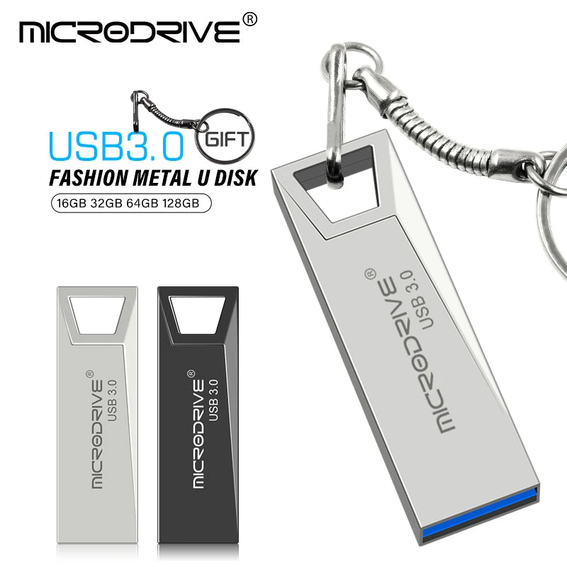 High Speed USB 3.0 Mini Metal Flash Drive 16GB 32GB 64GB 128GB Pendrive Waterproof USB Drive Pen Memory Sticks with Key Chain
