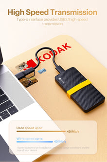 KODAK X200 External SSD Hard Drive USB3.1 Type-C Mini Portable SSD 256B 512GB 1TB For Laptops Smartphone PS4 PC TV