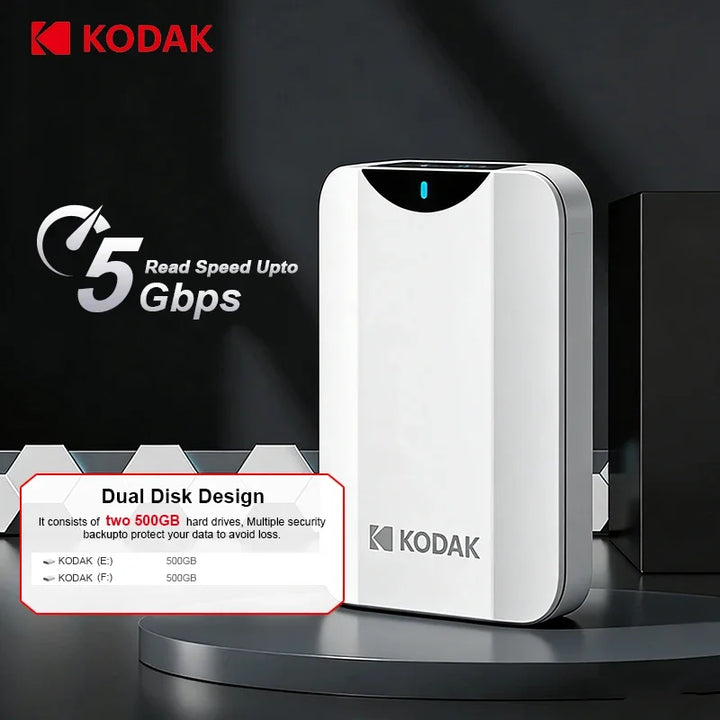 Kodak Portable Hard Drive P232 1TB 2TB USB 3.2 PHDD Up to 100M/s 2.5" External HDD Perfect for PS4 PS5 Xbox Mac PC