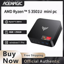 ACEMAGIC AMD Ryzen 5 3501U Mini PC 8GB DDR4 256GB SATA SSD Dual LAN Triple 4K Display WiFi 5 BT4.2 Compact Mini PC Triple 4K@60H