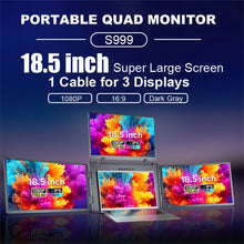 Rospider 18.5 inch Triple Screen Extender 1080P IPS Portable Monitor Gaming Display for 12 to 18 inch Laptop MacBook Windows