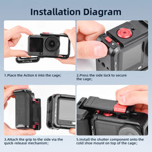 Flymile Action 6 Grip Metal Cage Photography Handle for DJI Osmo Action 6 Accessory Xplorer Grip Aluminum Alloy Protective Case