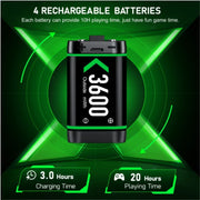 Batería recargable para mando de Xbox One, 4 baterías de 3600 mWh para accesorios de carga de Xbox One/Xbox Series X/S