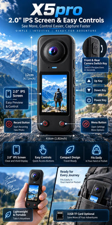 4K Panoramic Action Camera 200 Degree Wide Angle Dual Lens 2.0 IPS Portable Vlog Camera for Cycling Travel Outdoor Sports Camera